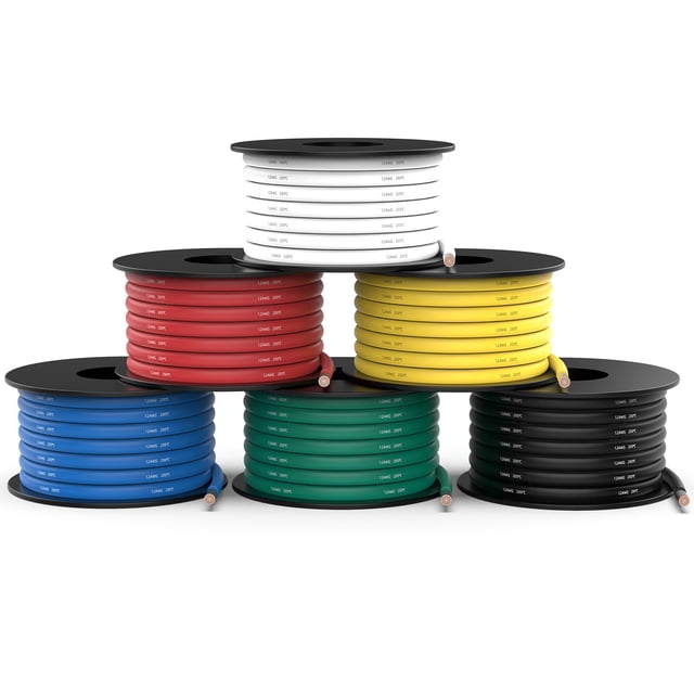 Cable trenzado NAOEVO, calibre 10, 55 m, 6 colores, 9 m cada bobina
