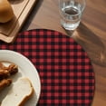 thumbnail image 4 of Round Placemats Red and Black Buffalo Check Plaid 15 inch Set of 4 Table Mats for Dining Table Lattice Heat Resistant Non-Slip Kitchen & Home Decorative Place Mat Set, 4 of 8