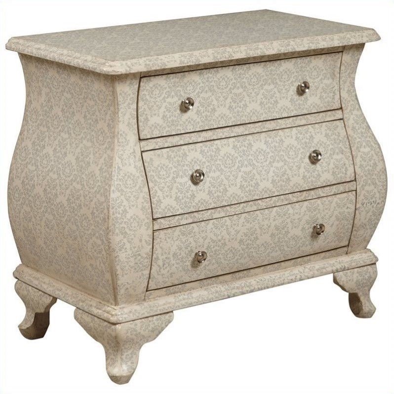 HomeFare Damask Accent Bombay Chest, White