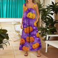 thumbnail image 3 of Halloween Jumpsuits for Women Bat Ghost Wide Leg Backless Spooky Rompers Skull Castle Sleeveless Funny Overalls, S, 3 of 5