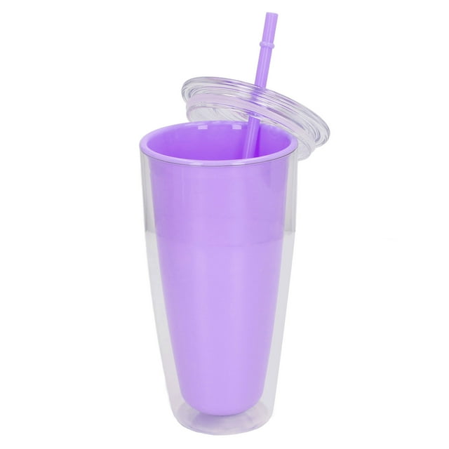 Vaso De Doble Pared Con Tapa De Vaso De Paja Para Botella De Agua, 750 Ml