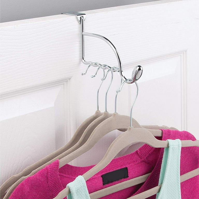 Chrome Over The Door Hanger 4 Hooks Clothes Coat Washroom Towel