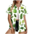 thumbnail image 2 of Gamivast Hawaiian Shirts for Women Fashion Print Summer Tops Floral Tropic Print V Neck T-Shirt Short Sleeve Button Up Tops Soft Cool Beach Shirts Green XXXXL Camisas Para Mujer, 2 of 5