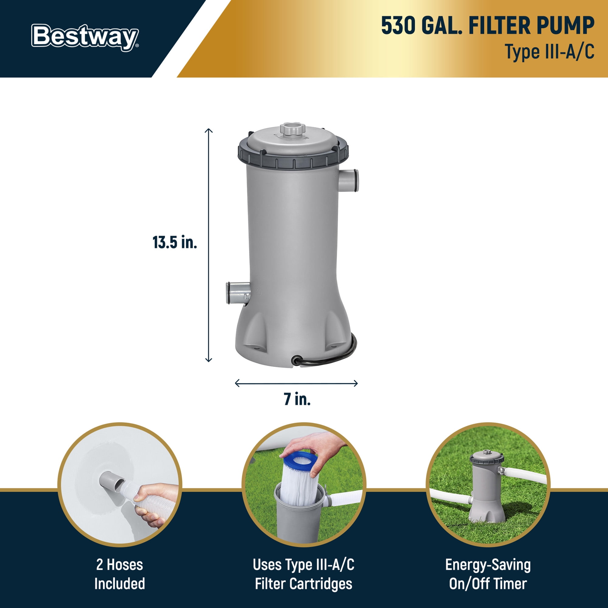 Bestway Steel Pro MAX 12'x30" Metal Frame Above Ground Pool, Filter Pump & Cartridge, Gray