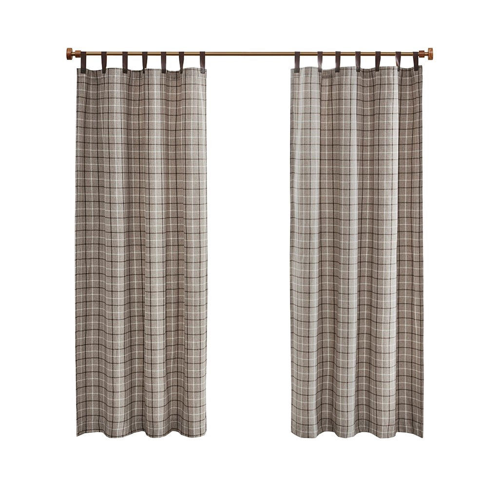 MAYEERTY Plaid Faux Leather Tab Top Curtain Panel with Fleece Lining(Only 1 Pc Panel)