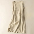 thumbnail image 3 of Efsteb Women's Summer Dresses Cotton Linen Dress Round Neck Sleeveless Tank Dress Casual Sundresses Beach Vacation Dresses （Beige，M）, 3 of 3