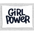 thumbnail image 1 of Feminist Tapestry, Girl Power Inscription Hand-Written Calligraphy Style with Grungy Letters, Wall Hanging for Bedroom Living Room Dorm Decor, 80W X 60L Inches, White Dark Blue, by Ambesonne, 1 of 2
