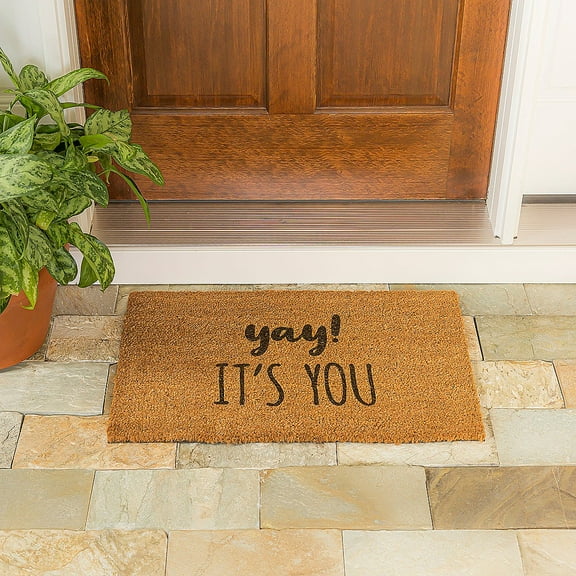 Evergreen YAY! IT'S YOU Natural Coir Indoor Outdoor Doormat 1'4"x2'4" Brown