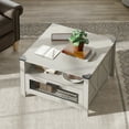 thumbnail image 2 of WAMPAT Coffee Table for Living room,Drawer Coffee Table with Storage,Square Accent Furniture with 2 Compartments Open Shelf,Antique White, 2 of 5