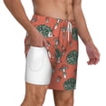 thumbnail image 3 of Picia Hedgehog Mushroom pattern Mens Swim Trunks with Compression Liner Stretch Beach Shorts Quick Dry with Zipper Pockets No-Chafing Board Shorts-Small, 3 of 9