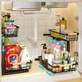 thumbnail image 5 of Under Sink Organizer,Cabinet Storage Rack,Pull Out Shelf,L Shaped 2 Tier Metal Under Sink Organizer with Sliding Drawer,Punch Free Slide Out Storage Rack for Kitchen Bathroom Cabinet,White, 5 of 8