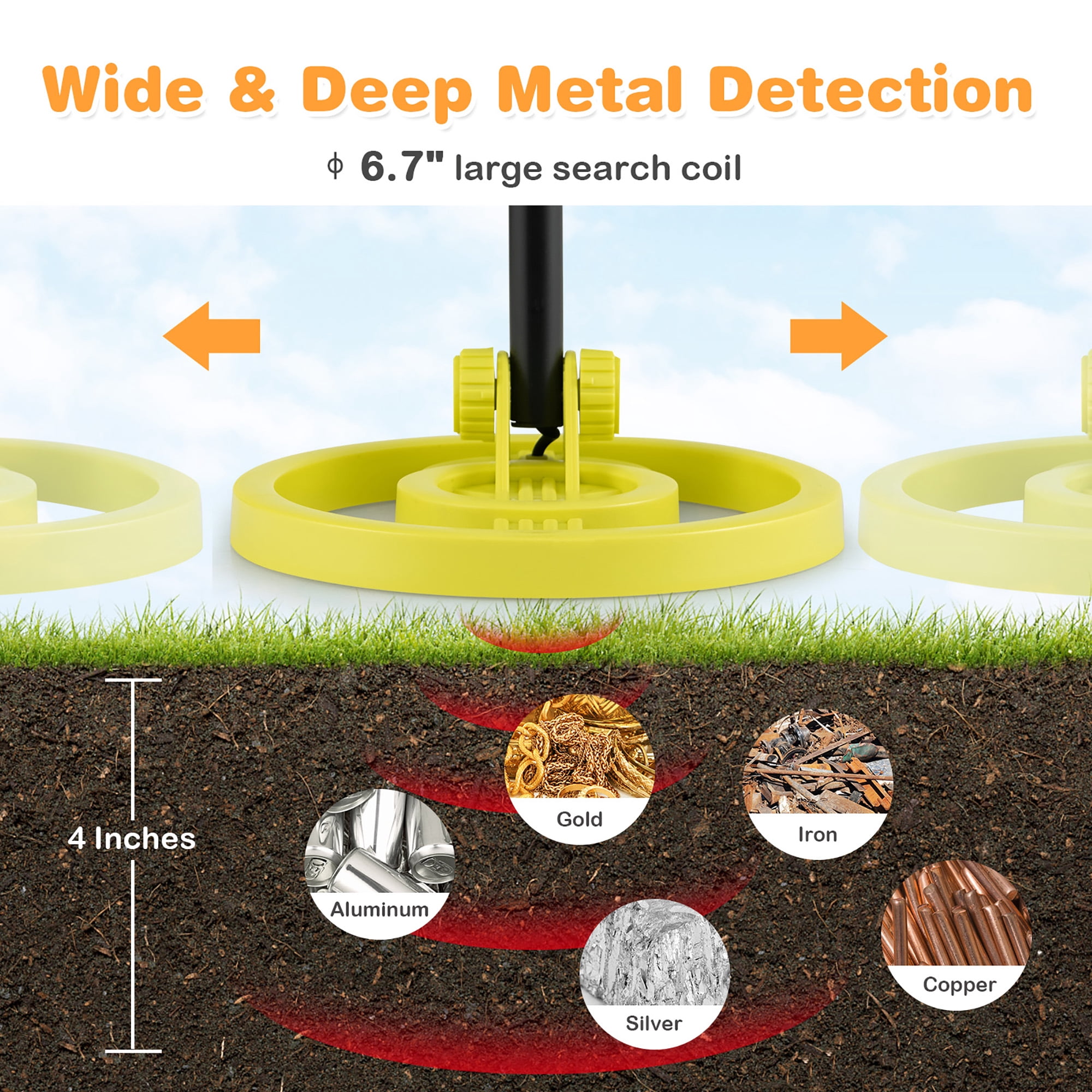 Gymax Metal Detector for Kids Waterproof Kids Metal Detector w/ Waterproof Search Coil