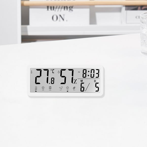 Reloj digital de pared LCD Pantalla de tiempo temperatura humedad Mostrador Reloj electrónico
