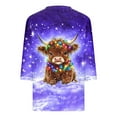 thumbnail image 5 of Women Christmas Highland Cow Shirt Cute Animal Graphic Farm Pullover Country Western Casual 3/4 Sleeve Shirts Tops, 5 of 5