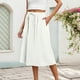 thumbnail image 2 of Falda de mujer de largo medio y cintura alta - Cintura elástica, color liso, poliéster y spandex, estilo elegante, tallas S-XXL, 2 of 7