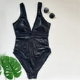 thumbnail image 2 of Gibobby Trajes de Baño Mujer Completo Traje de baño ajustado con cuello en V profundo para mujer(Negro,G), 2 of 5