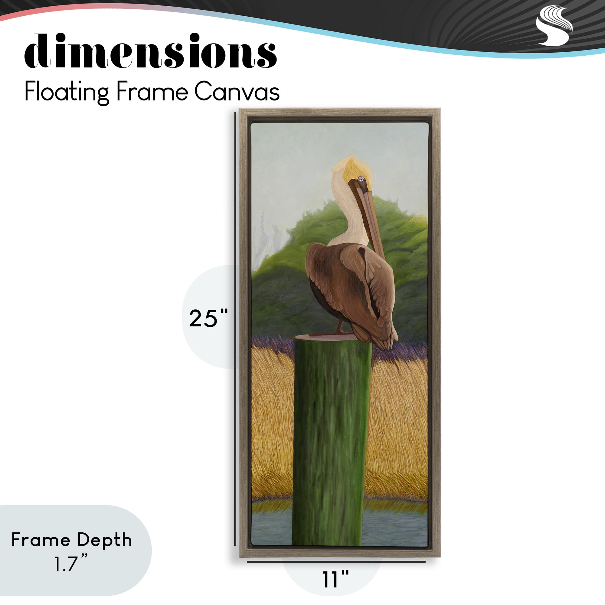 Stupell Industries Pelican with Blue Eyes Brown Framed Floater Canvas Wall Art, design by Barbara Fallenbaum