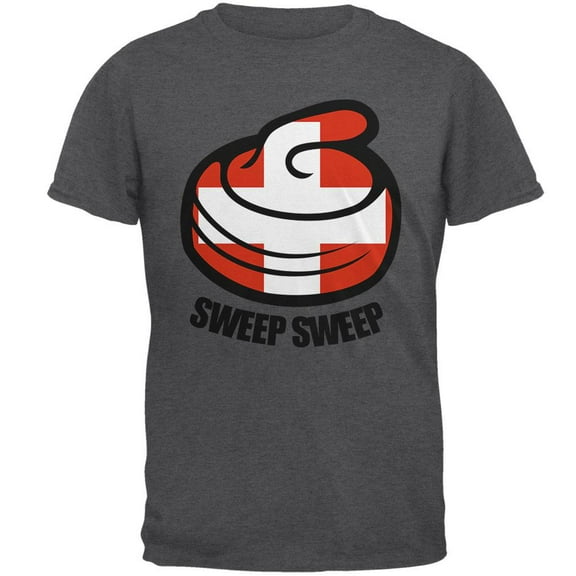 Winter Sports Flag Curling Sweep Sweep Switzerland Mens T Shirt Dark Heather X-LG