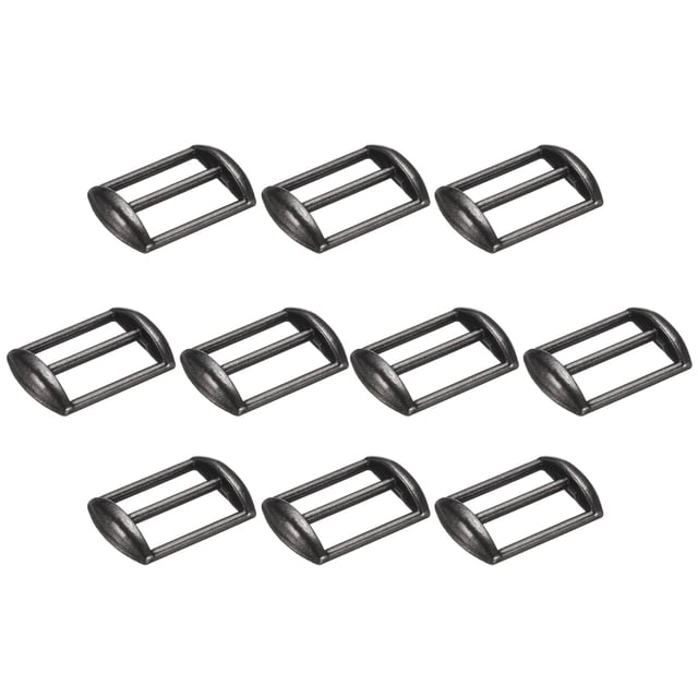 Uxcell 10Pcs Hebilla de Gorra de Metal para Béisbol, Ajustador de Correa de Gorra Ajustable, Sostenedor de Correa de Bolsa para Suministros de Accesorios de Fabricación de Bolsos, Negro Latte