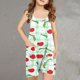 thumbnail image 2 of Odeerbi 5-13 Años Niñas Traje de Verano Plaid Fresa Impresión Camisola Romper Respirable Cómodo Suspender Overalls Bib Total Shorts Con Bolsillos, 2 of 5