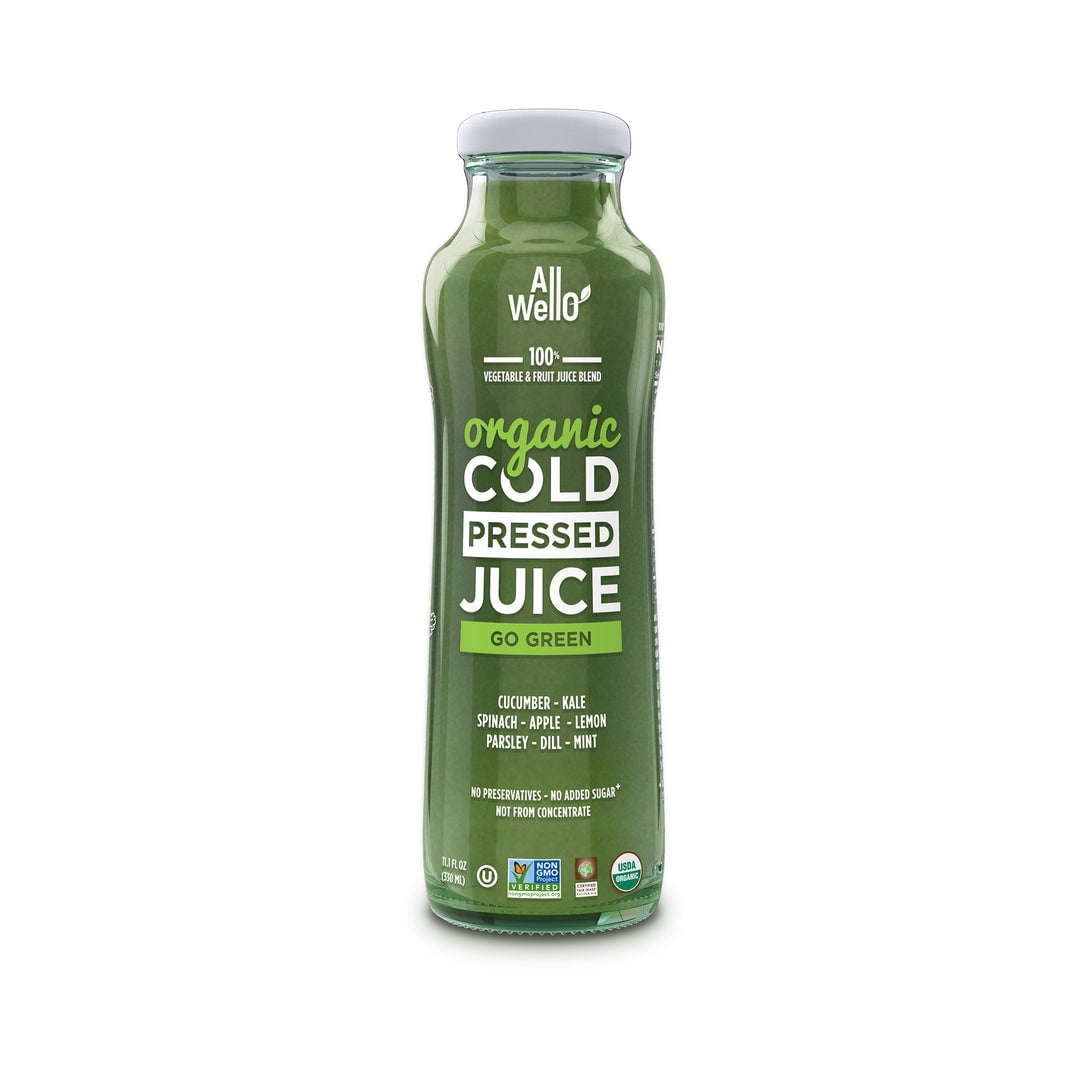 AllWellO Go Green Organic Cold‑Pressed Juice, 11.1 fl oz, 6  Pack