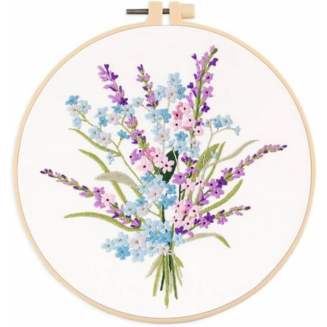 Yazoeia Beginner Embroidery Kits, Embroidery Starter Kits with Flower Bouquet Patterns, Embroidery Materials Clothes Colored Threads Needles Hoops Instructions S127 One size CJC912-149205