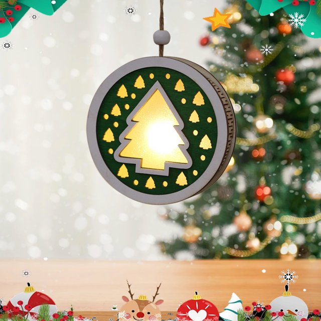 Wooden Christmas Cabin Hanging Christmas Decorations Light Up Christmas Tree Hanging Decoration