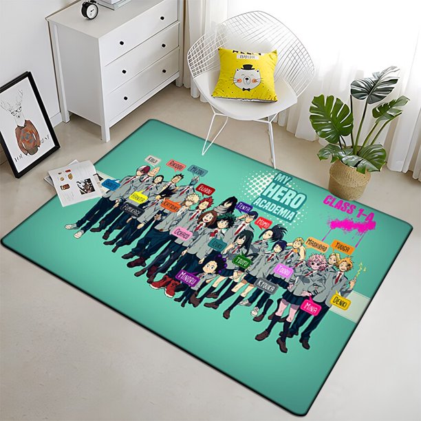 Hermosa alfombra de pintura negra Anime My Hero para sala de estar, área grande, decoración suave para el hogar, alfombra de Picnic bohemia380x140cm (31x55 pulgadas)80x140cm (31x55 pulgadas) zhangyuxiang unisex
