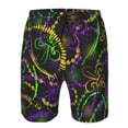 thumbnail image 4 of Kll Neon Mardi Gras Men'S Casual Summer Beach Shorts Hawaiian Shorts With Pockets-Medium, 4 of 9