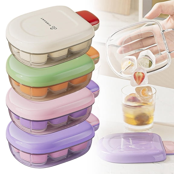 CoreLiving Mini Ice Cube Trays for Freezer with Lid, 1 Pack Stackable Small Ice Molds with Easy-Release Silicone Bottom, BPA Free, Ideal for Mini Fridge, Dorm, Travel