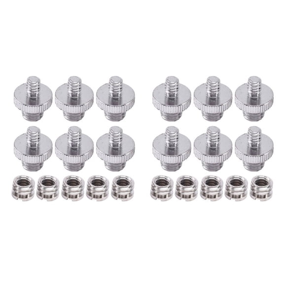 2pcs 1/4 Inch 3/8 Inch Converter Threaded Screw Adapter Mount Set Camera/Tripod/ Monopod/Ballhead/ Light Stand