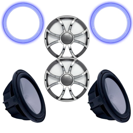 Two Wet Sounds Revo 12  Subwoofers  Grills  & RGB LED Rings - Black Subwoofers & Gunmetal Steel Grills - 4 Ohm price history on PriceWatchPro