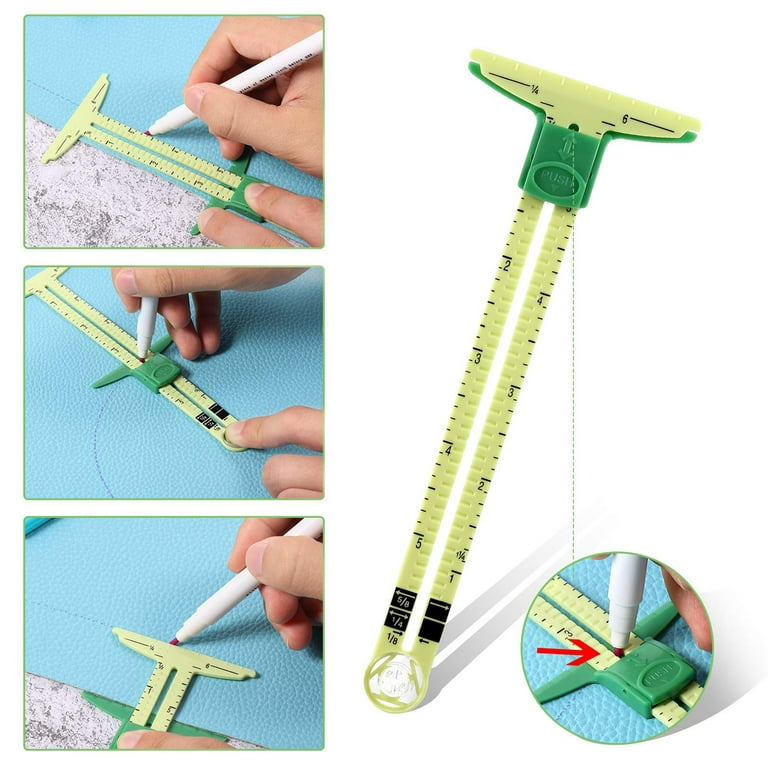  2 Pieces Sewing Gauge Sewing Measuring Tool, 5-in-1 Sliding  Gauge Measuring Sewing Ruler Tool Fabric Quilting Ruler for Knitting  Crafting Sewing Beginner Supplies
