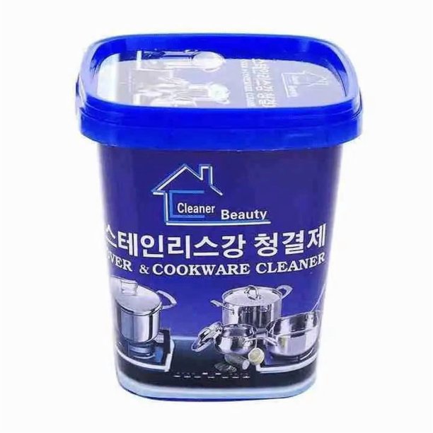 Crema Limpiadora Acero Inoxidable 500g | Elimina Fondo de Olla y Escamas | Limpiador Horno y Cocina | Fuerte Detergente | Sin Rayar