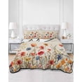 thumbnail image 3 of Yellow Red Blue Spring Floral Summer Quilt Set King Size,Soft Quilted Bedding Set with 2 Pillow Shams,Watercolor Botanical Summer Flowers All Season Bedspread Coverlet for Bedroom 96"x106", 3 of 6