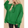 thumbnail image 2 of SHEWIN Womens Sweatshirts Oversized Pullover Tops Casual Long Sleeve Button Henley Neck Sweatshirts for Women Light Patchwork Shirts, 2 of 4