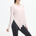 thumbnail image 4 of FNFYFH Long Sleeve Workout Tops for Women with Thumb Holes Side Split Loose Fit Gym Yoga Shirt Ice Silk Sun Protection Shirts, 4 of 8