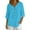 Blue, variant on Summer Tops for Women Trendy Plus Size 3/4 Sleeve V-Neck Button-up Solid Color Casual Loose Leisure Outdoor Womens Pullover Tops