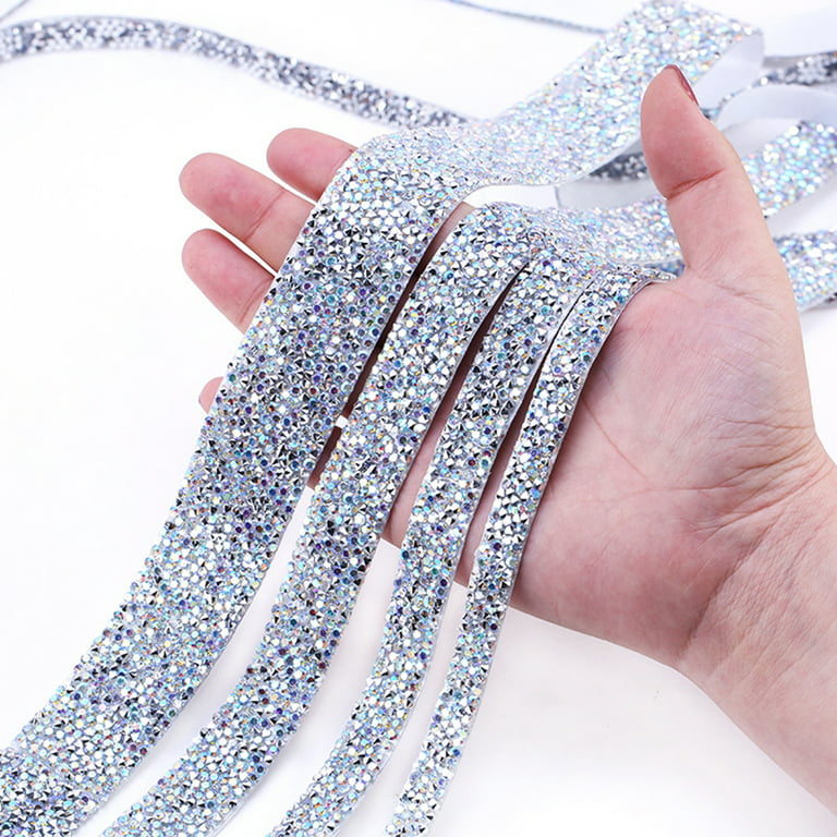 YIDEDE Sticker Sewing Trim Crystal Motif Strass Ribbon Self Adhesive Diy  Decoration Roll Fix Rhinestone Tape For Dresses Diamond 