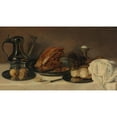 thumbnail image 3 of Franchoys Elaut 18x12 Black Modern Framed Museum Art Print Titled - Still Life with a Pewter Jug, a Ham on a Pewter Plate, Lemons, Bread, a Gilt Mounted Roemer and Other Objects on Table Cov, 3 of 5