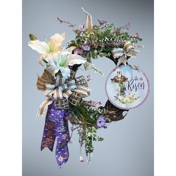 He Is Risen Grapevine Wreath, Easter Wreath, Easter decor, Religious