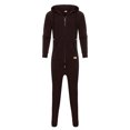 thumbnail image 4 of Men's Fleece Lined Hooded Jumpsuit, Insulated Zip Up, Pure Color Splicing, Casual One Piece Pajamas, Autumn Winter, 4 of 6