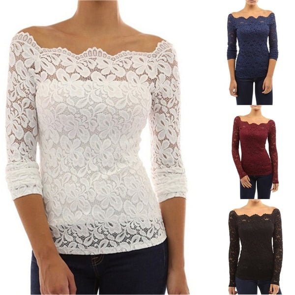 ManxiVoo Women Floral Lace Splicing O-Neck Long Sleeve T-Shirt Casual Patchwork Blouse Tops