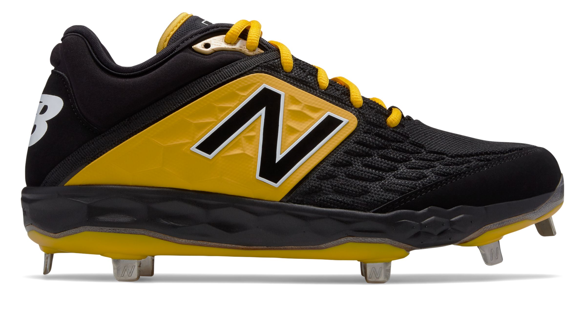 New Balance Low-Cut 3000v4 Metal Baseball Cleat Mens Shoes Black with Yellow - image 1 of 4