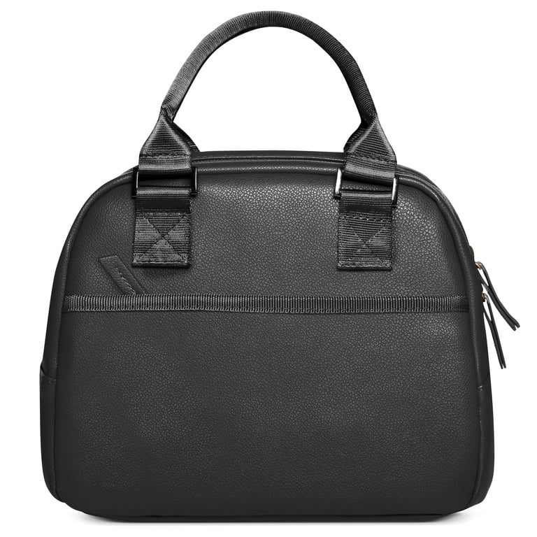 Modern Picnic Vegan Leather Medium Lunch Bag - Insulated Tote With Adjustable Strap, As Seen On Shark Tank, Black