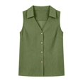 thumbnail image 5 of WCJM Summer Lightweight Cotton Linen Blend Sleeveless Collared Tank Top for Women V Neck Wood Button Down Casual Relaxed Fit Breathable Everyday Sleeveless Collared Blouse Vest Shirt, 5 of 6
