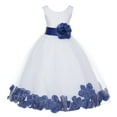 thumbnail image 2 of Ekidsbridal Girl Formal Flower Girl Dress - White Floral Rose Petals Dress with Tiebow 302T-A (Size: S-16), 2 of 3