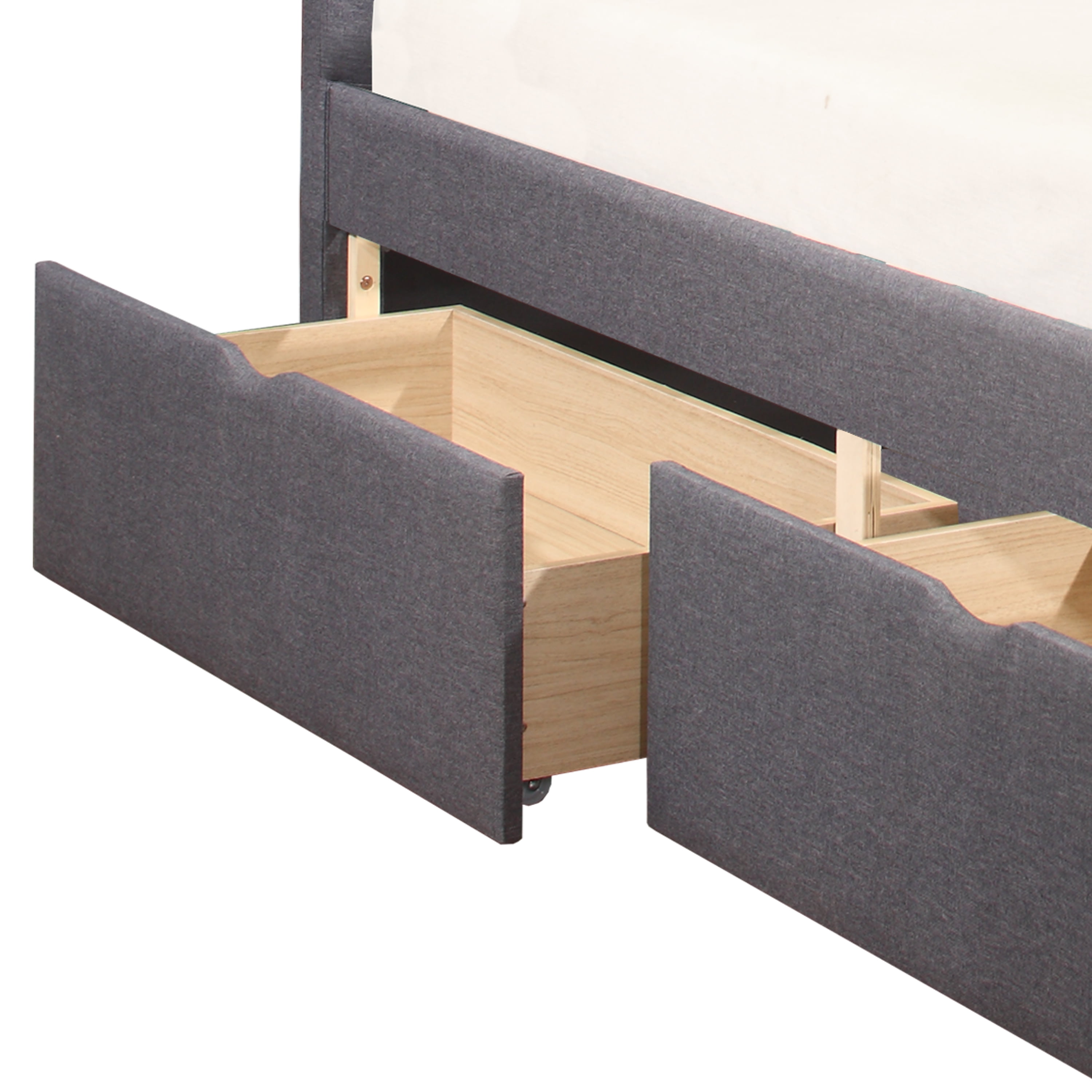 Emory Upholstered Kids Twin Platform Bed with 2 Storage Drawers, Gray, by Hillsdale Living Essentials