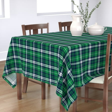 

Cotton Sateen Tablecloth 70 Square - Fall Plaid Navy Green Wholecloth Cheater Quilt Top Coordinate Winter Baby Boy Tartan Trendy Print Custom Table Linens by Spoonflower