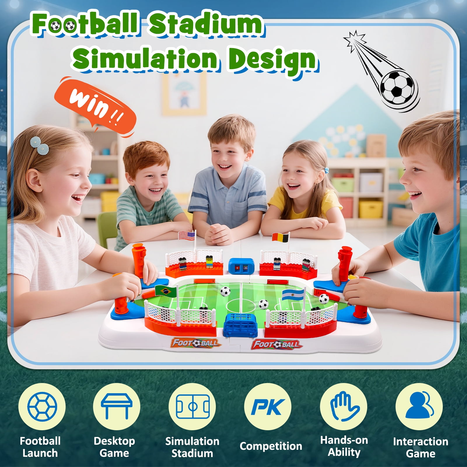 Mini Foosball Table Game, Gifts for 3-12 Year Old Kids Boys Tabletop Soccer Games, Soccer Pinball for Indoor Game for Adults Kids Family